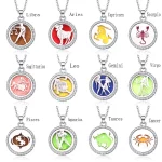OEM 12 constellation diamond locket necklace with oil diffuser perfume for brands