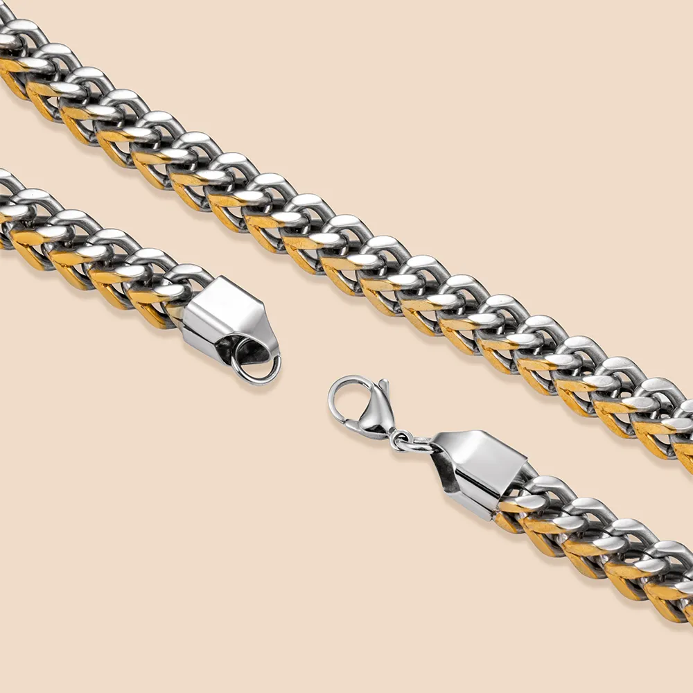 OEM accessories of two-tone herringbone chain necklace supplier