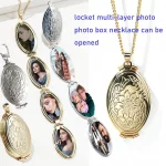 OEM flower engraved oval photo locket necklace for brands