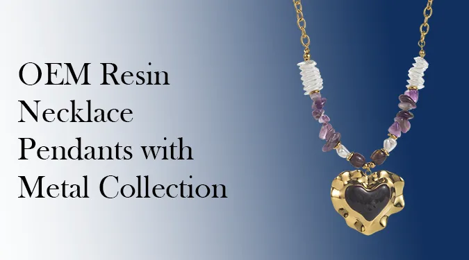 OEM resin necklace pendants with metal collection