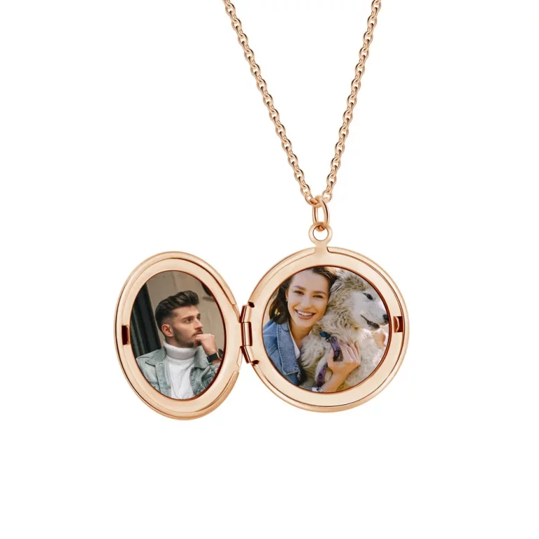 OEM round engraved stainless steel photo locket necklace for e-commerce stores