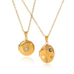 OEM shape of 316L stainless steel moon and star locket necklace for wholesalers