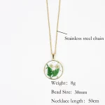 OEM size of stainless steel resin pressed flower necklace from direct factory