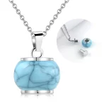 OEM stainless steel turquoise ashes locket necklace for retailers