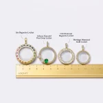 OEM types of glass charm locket necklace with diamond and zircon for retailers