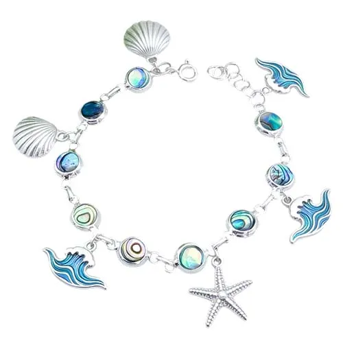 Ocean Breeze Stainless Steel Abalone Shell Bracelet