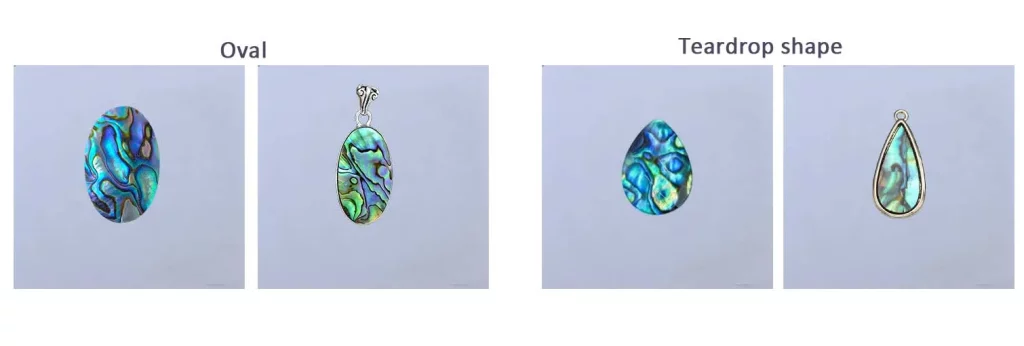 Oval abalone shell and Teardrop-shaped abalone shell