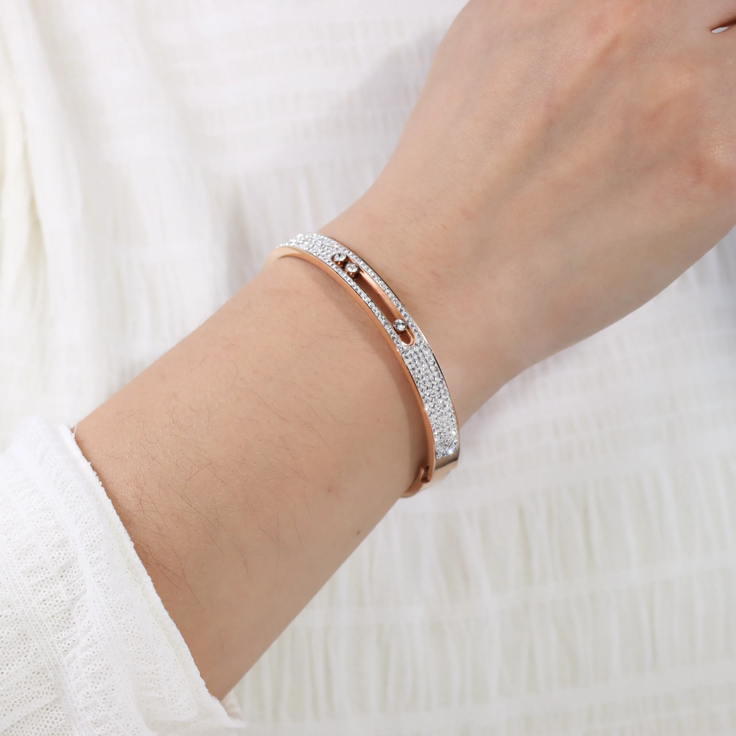 OEM Partner Pave Diamond Bangle Bracelet for jewelry brand