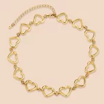 Personalized Stainless Steel Gold Open Heart Chain Choker Necklace for Suppliers