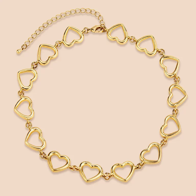 Personalized Stainless Steel Gold Open Heart Chain Choker Necklace for Suppliers