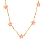 Personalized cute stainless steel sakura flower necklace from factory