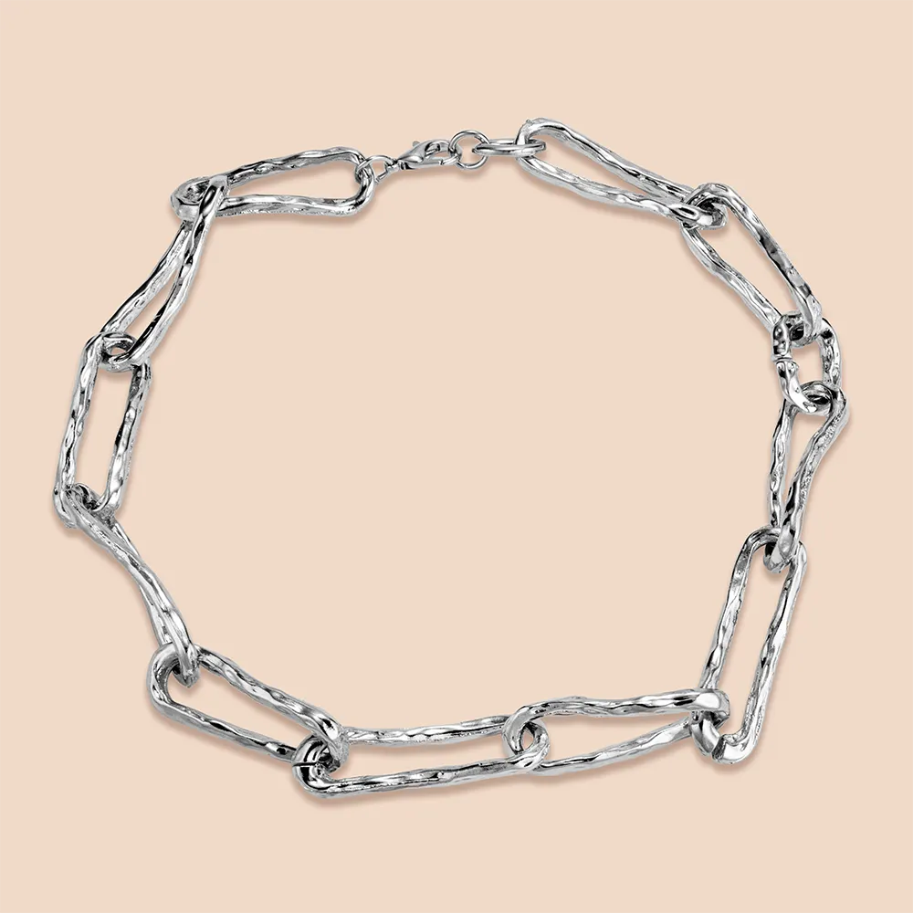 Personalized stailess steel hammered link chain necklace manufacturing