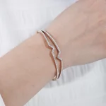 Custom Design Rose Gold PVD & Rhinestone Bangle Bracelet for women