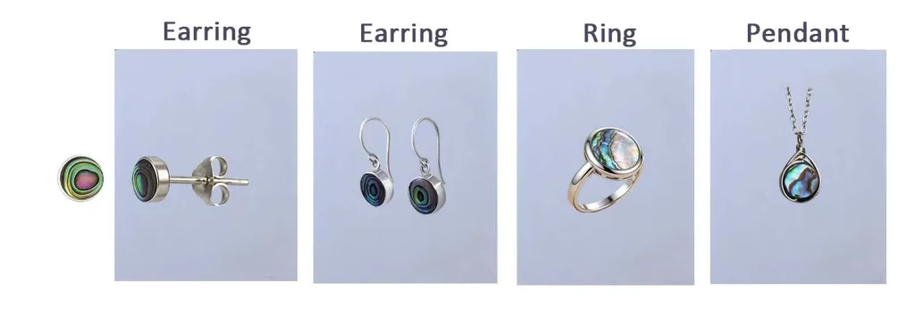 Round abalone shells used in stainless steel earrings-rings-pendants