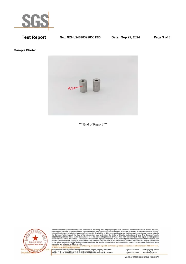 SGS 316L Nickel Release Test Report3