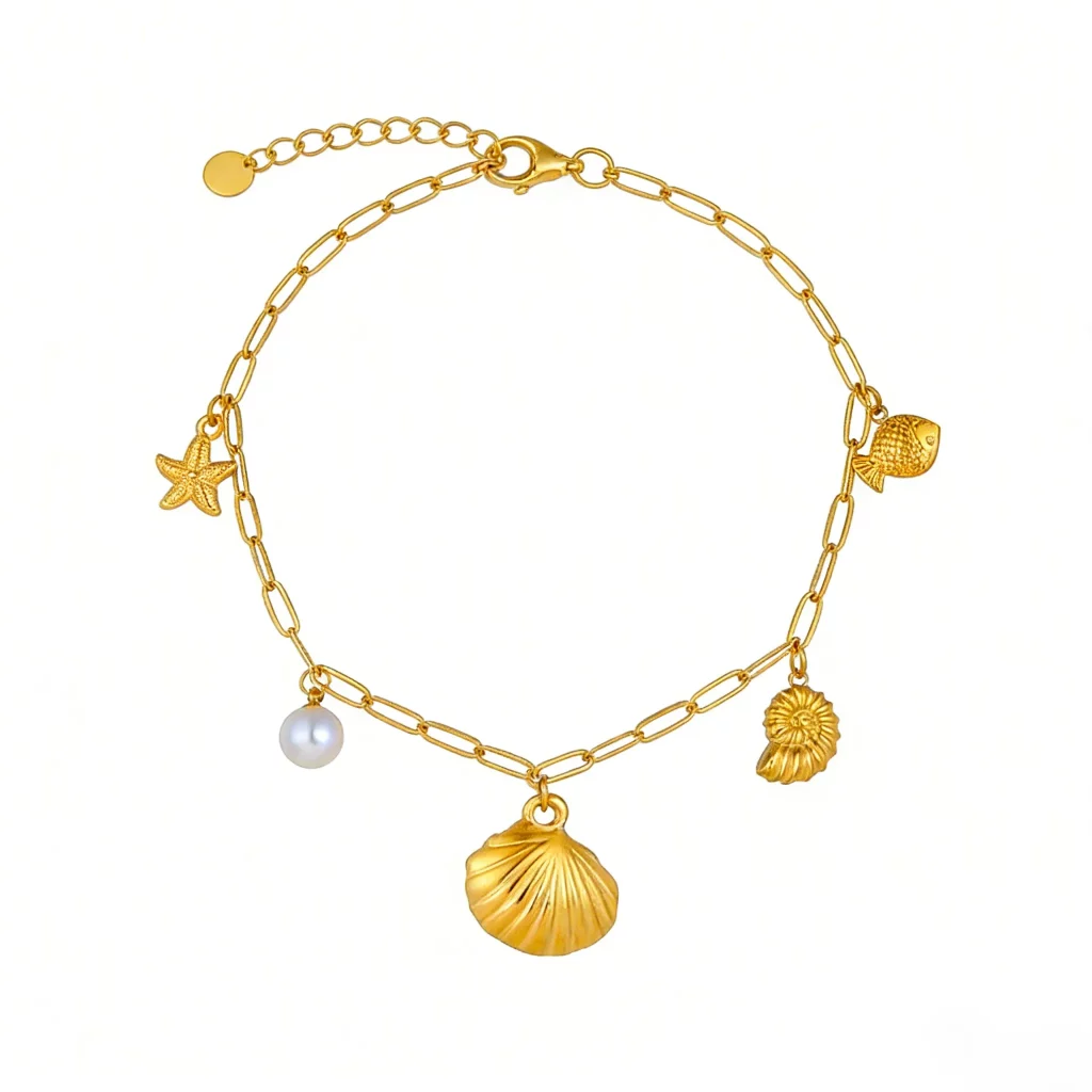 18K Gold PVD Ocean Charm Bracelet Custom Chain OEM Partner for businesses