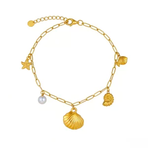 18K Gold PVD Ocean Charm Bracelet Custom Chain OEM Partner for businesses