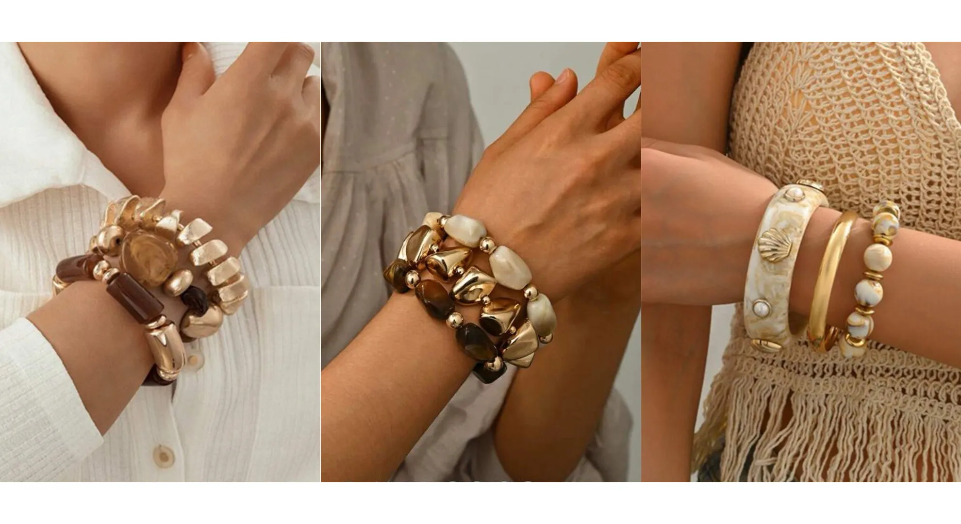 Stacking resin bracelet with metal collection direct supplier