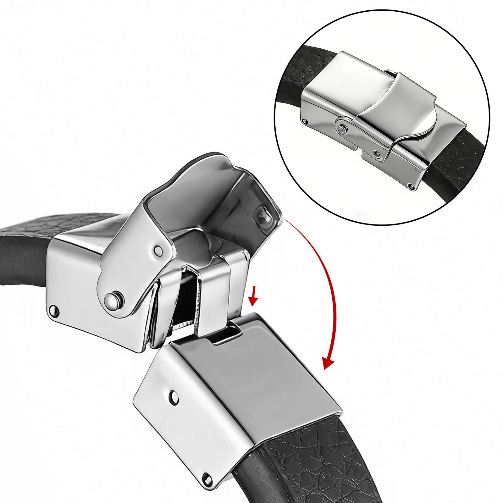 Stainless Steel Leather Bracelet Fashion Jewelry Supplier