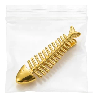 The brass fish tie clip is packaged in a individualpolybag