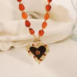 Custom Design Vintage Glamorous Big Heart Resin Necklace for women
