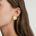 Women 18k Gold Plated Pearl Earrings for Online Jewelry Store