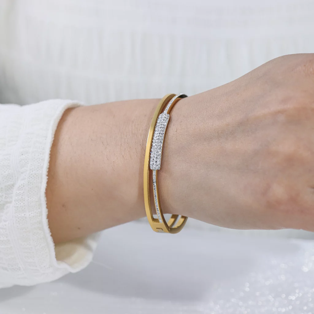 Private Label Gold Plated Stainless Steel Bangle Bracelet for Women