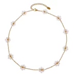 bespoke stainless steel imitation pearl flower necklace from factory