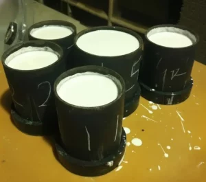 lost-wax casting process-flasks after the investment was vacuumed