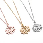 rose gold silver gold lotus flower necklace stainless steel-custom jewelry factory