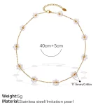 size of bespoke stainless steel imitation pearl flower necklace from factory