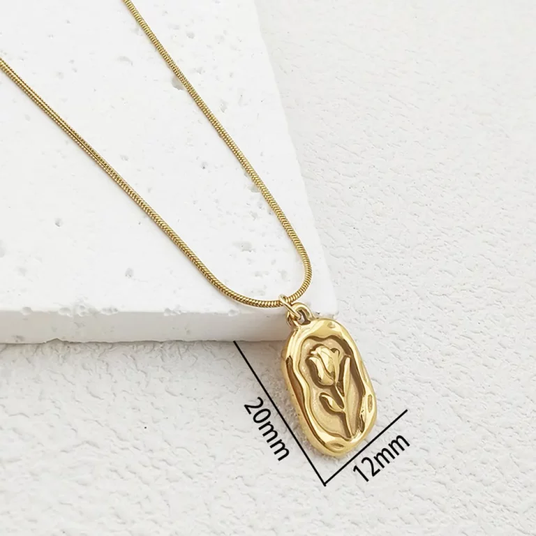 size of custom stainless steel flower cameo necklace from jewelry manufacturers