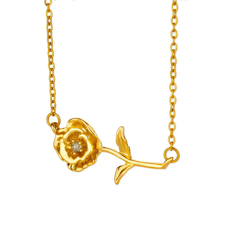 stainless steel poppy august birth flower necklace-wholesale price vendors