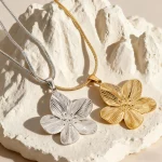 stainless steel silver gold flower pendant necklace from jewelry manufacture
