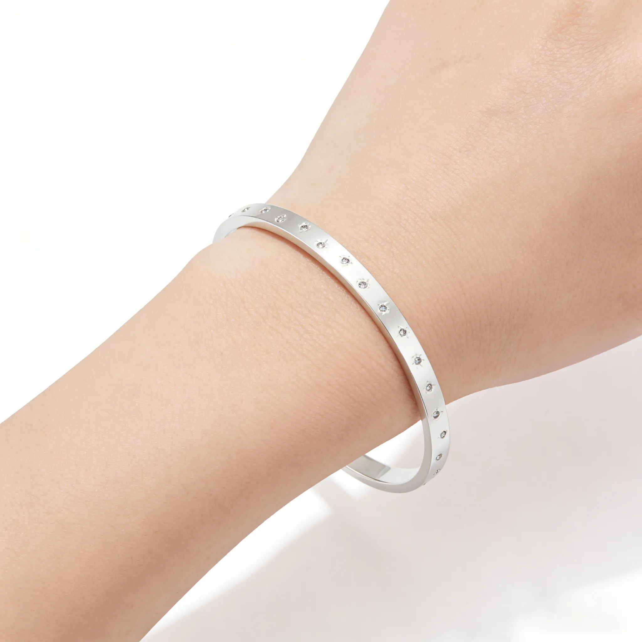 stainless steel hexagram bangle bracelet for ladies