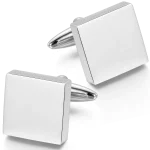 Stainless steel square customizable laser engraved logo cufflinks for wholesale buyers