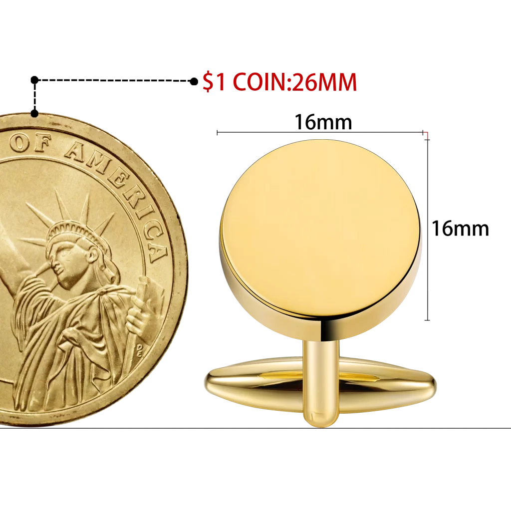 Stainless steel customizable round cufflinks for fashion brands