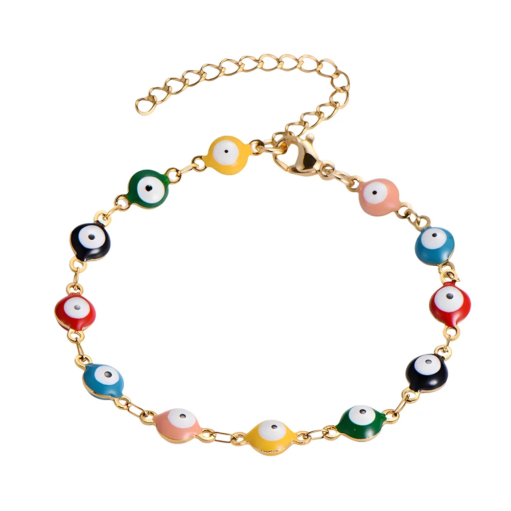 18K gold plated 316l stainless steel multicolor evil eye bracelet custom ODM Jewelry Manufacturer for retailers