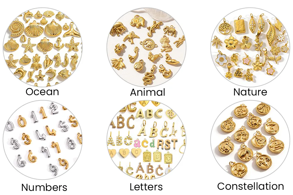 316L Stainless Steel Charms for Necklace Including Animal, Natural, Letter, Ocean and Constellation