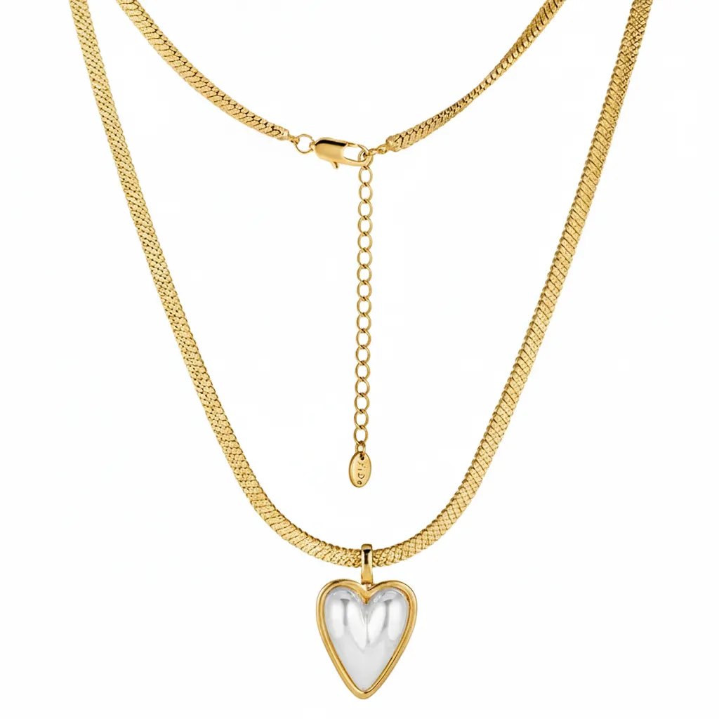 316L Stainless Steel Heart Imitation Pearl Necklace Direct Supplier for Private Label