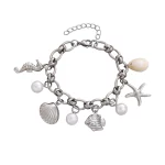 316L Stainless Steel Silver Ocean Theme Imitation Pearl Bracelet Customize Bulk Jewelry Manufacturer for Micro-brand Sourcing