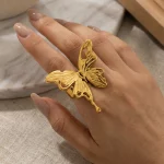 316L Stainless Steel Statement Butterfly Ring for Women Haosen Custom Jewelry Factory for Private Label
