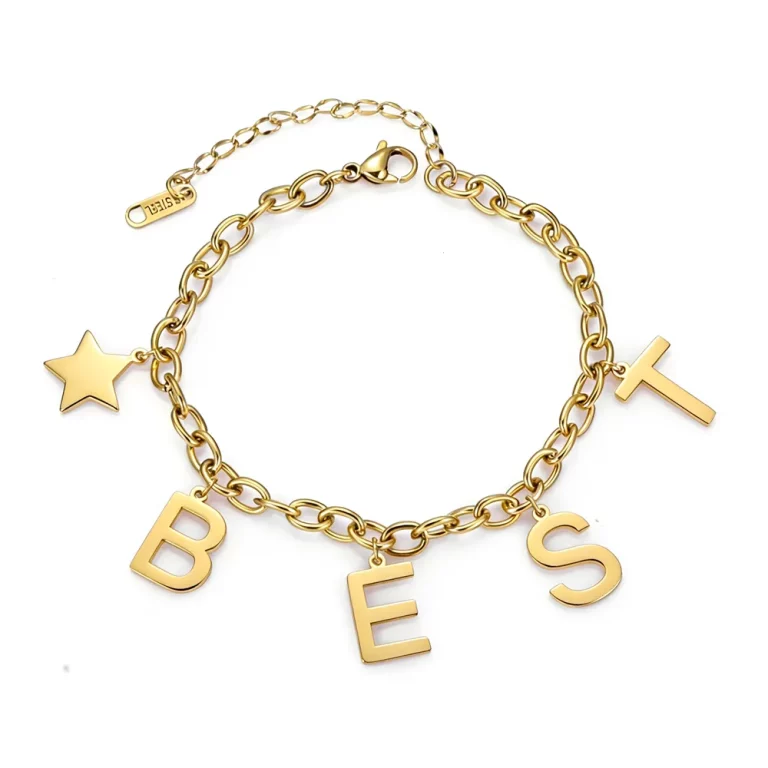 316L stainless steel letter charms friendship bracelet custom jewelry manufacturer for major retailers