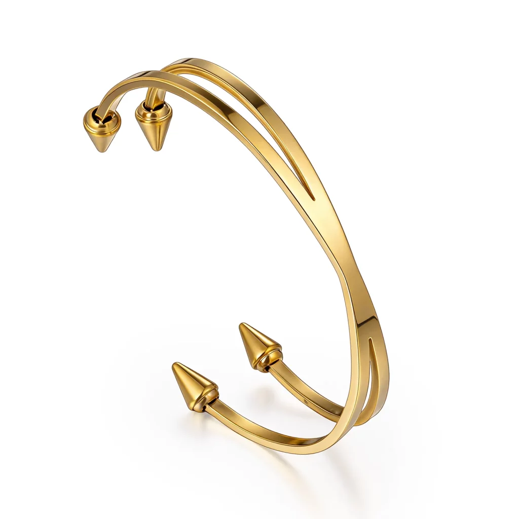 316L stainless steel spiked double-ring cuff bracelets manufacturing for businesses