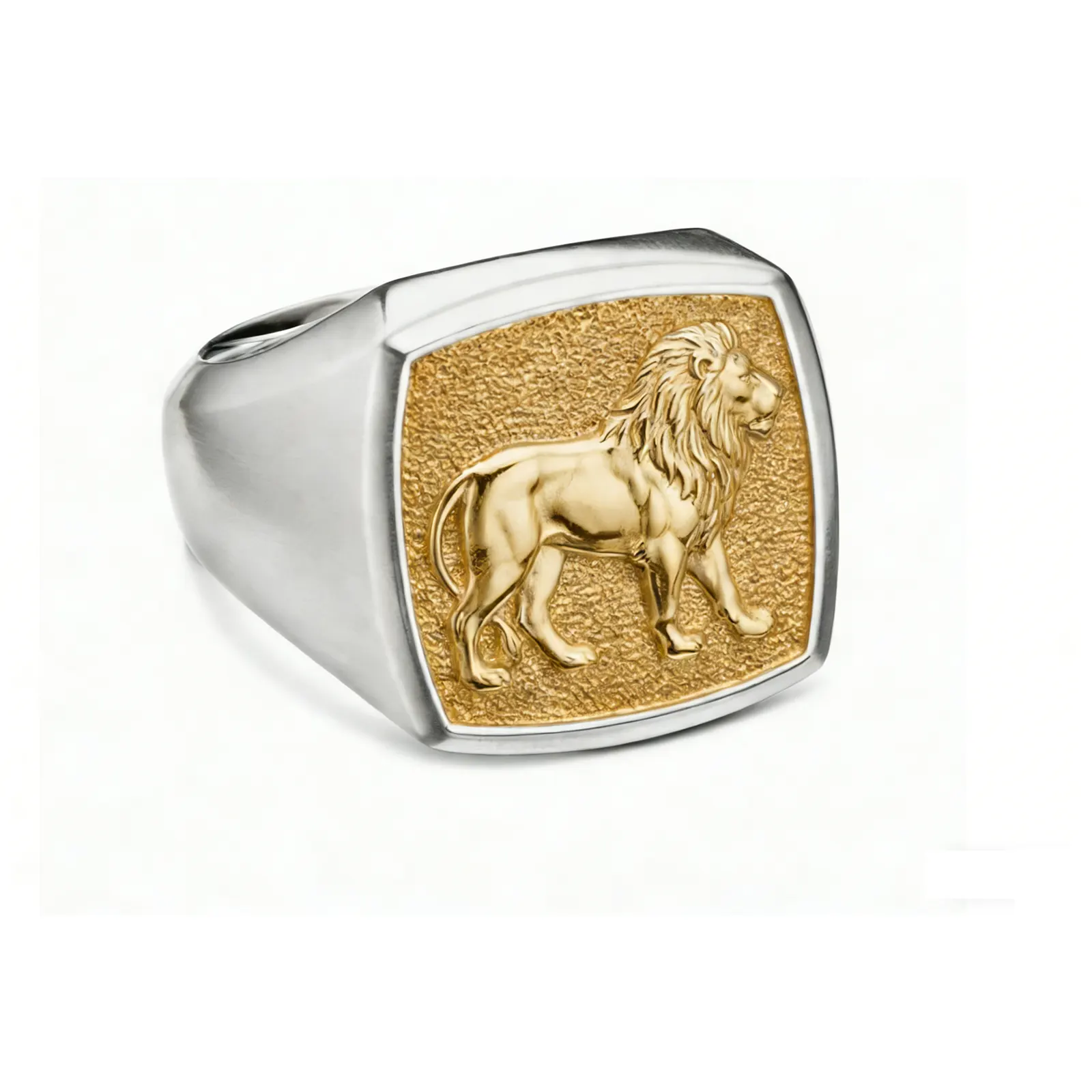 Casting 316L Stainless Steel Lion Signet Ring Haosen Jewelry Logo Engraved