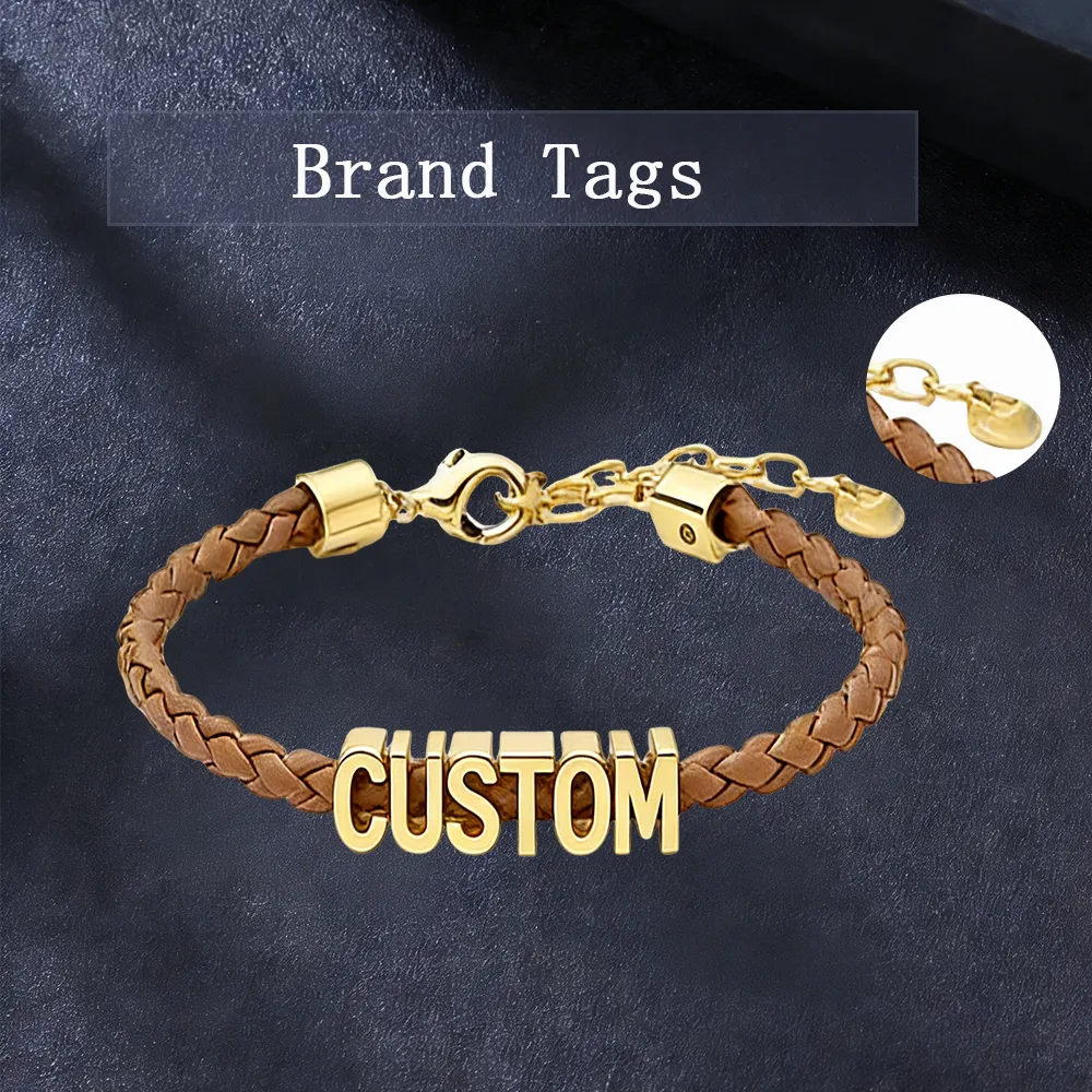 Custom Brand Tags for Stainless Steel Leather Bracelets