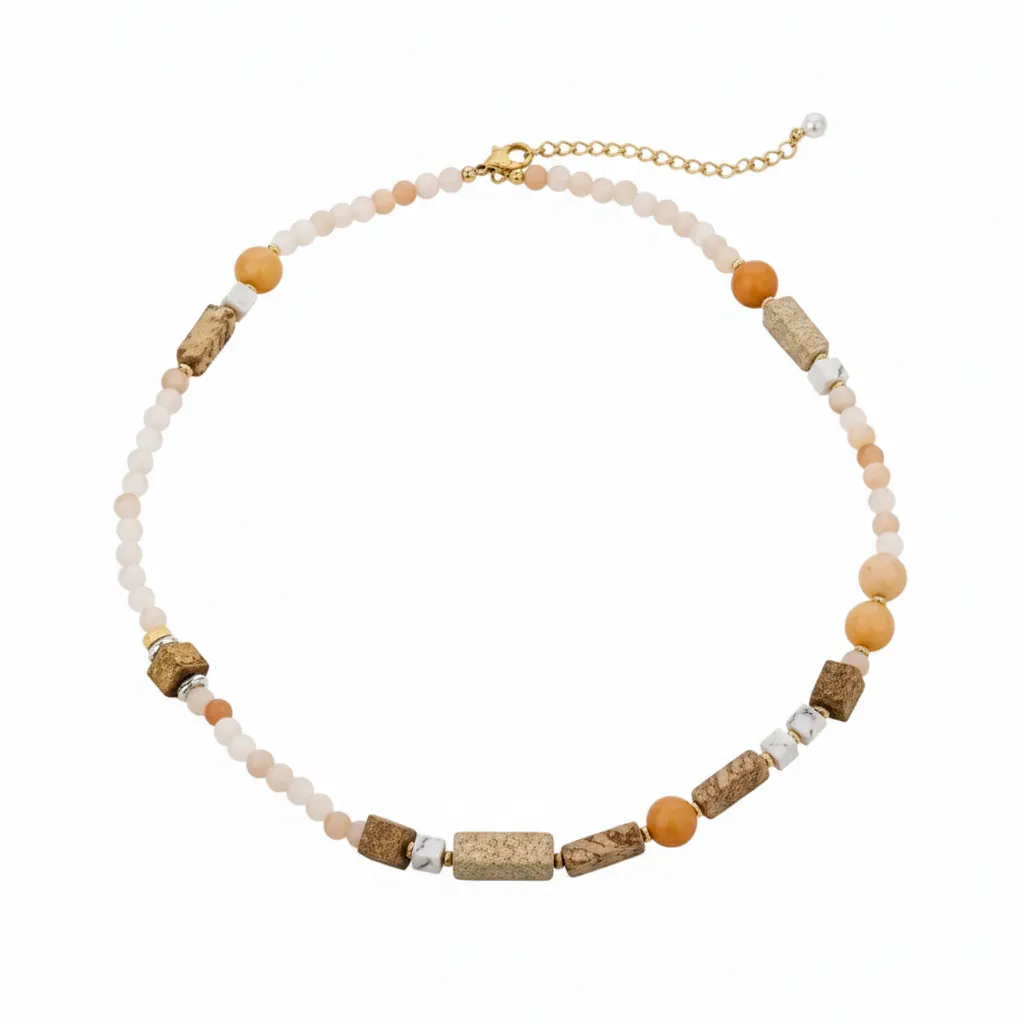 Custom Colorful DIY Beaded Stone Necklace with Crystal Pendant Manufacturer