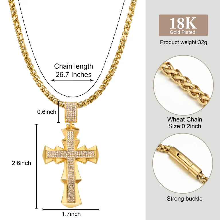 Custom size of 18K gold-plated cross necklace manufacturer for brands