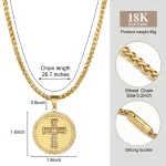 Custom size of gold-plated and stone setting statement cross necklace for online jewelry stores