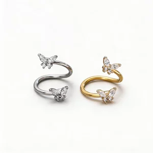 Customize PVD color of butterfly twist helix earrings for jewelry startups